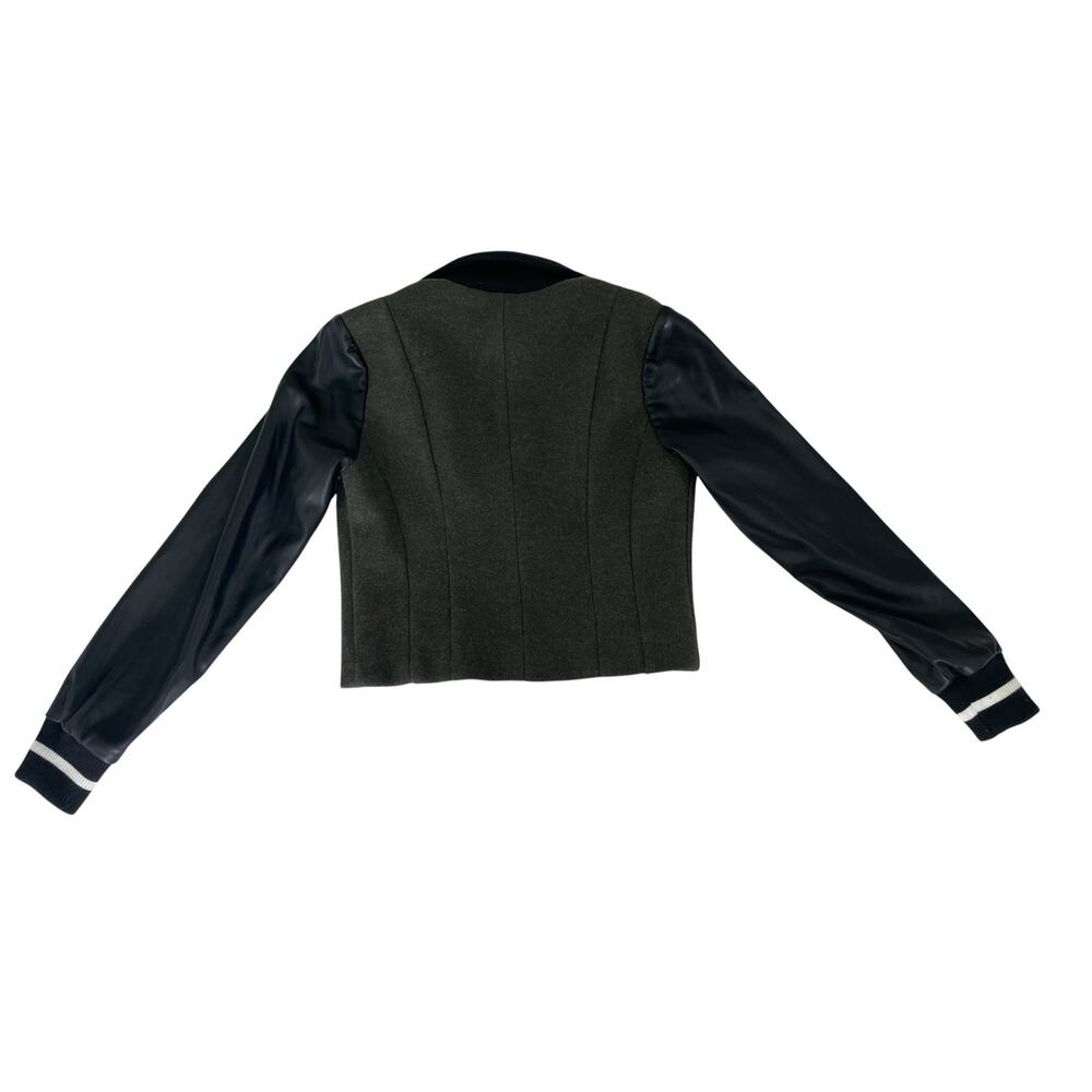 7 For All Mankind Mixed-Media Cropped Bomber Blazer Jacket Size Small - Picture 5 of 6